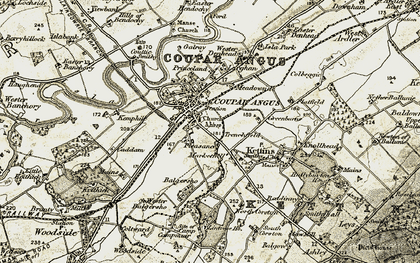 Old map of Markethill in 1907-1908