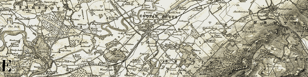 Old map of Markethill in 1907-1908