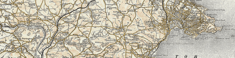 Old map of Marldon in 1899