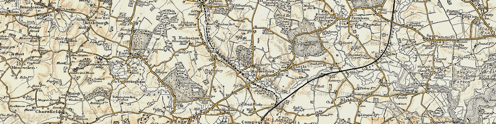 Old map of Marlesford in 1898-1901