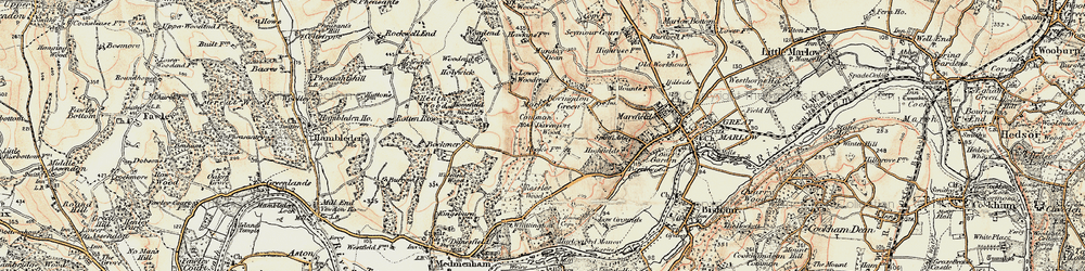 Old map of Marlow Common in 1897-1898