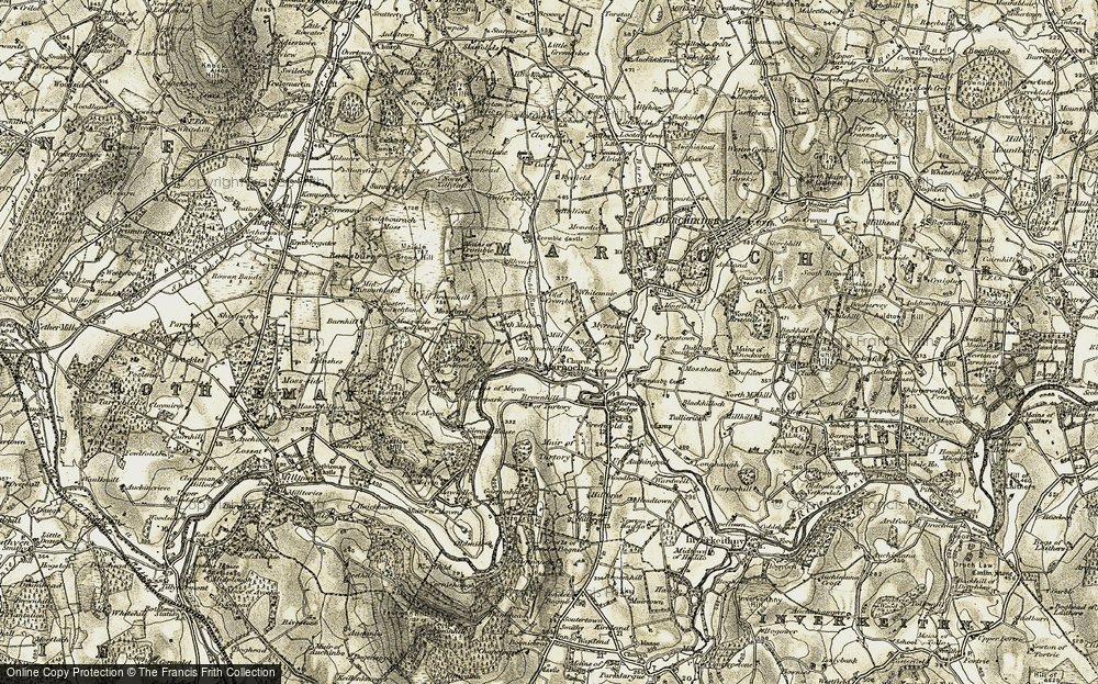 Old Map of Historic Map covering Ardmeallie Ho in 1910
