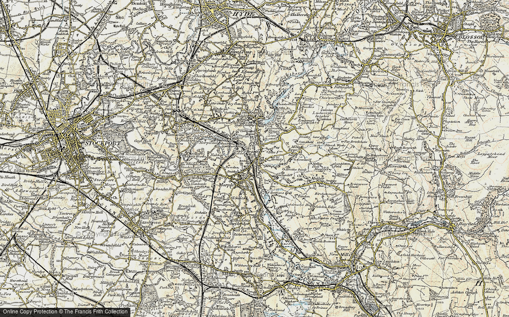 Old Map of Historic Map covering Bottom's Hall in 1903