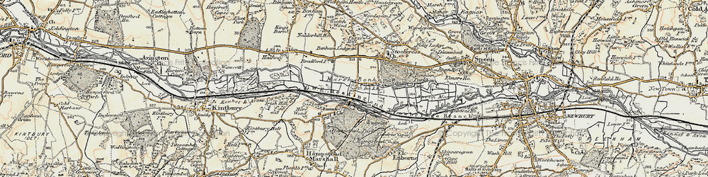 Old map of Benham Park in 1897-1900