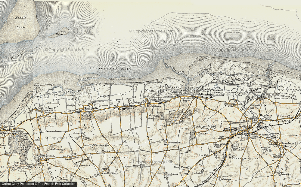 Old Map of Historic Map covering Brancaster Harbour in 1901-1902
