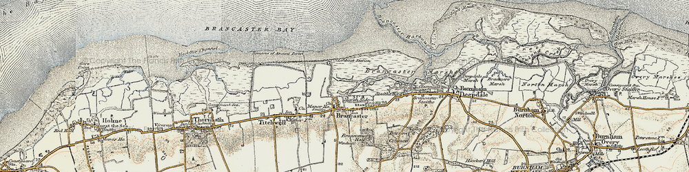 Old map of Brancaster Bay in 1901-1902
