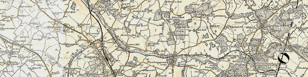 Old map of Marshalls Heath in 1898-1899