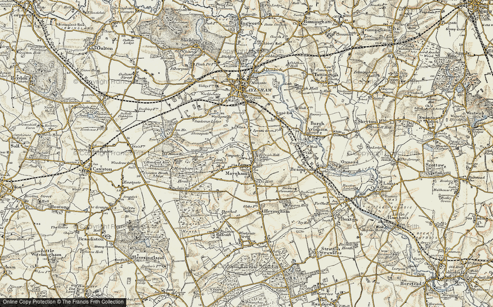 Old Map of Marsham, 1901-1902 in 1901-1902