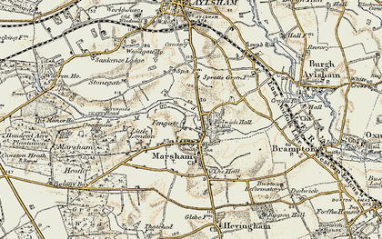 Old map of Marsham in 1901-1902