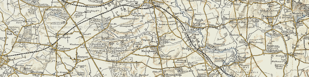 Old map of Marsham in 1901-1902