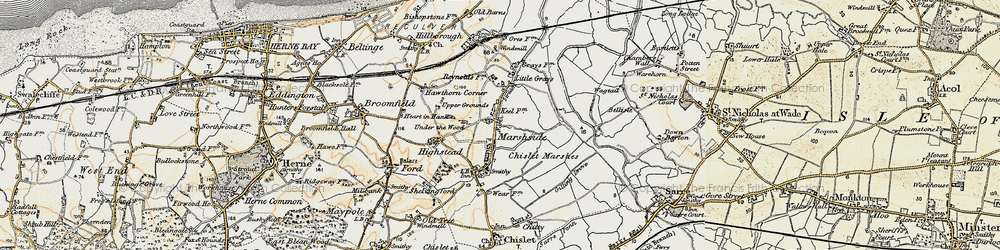 Old map of Marshside in 1898-1899