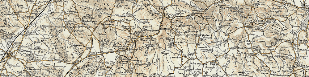 Old map of Marshwood in 1898-1899