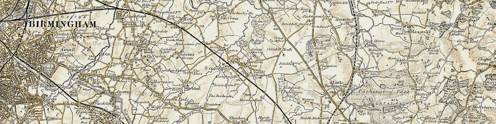 Old map of Marston Green in 1901-1902