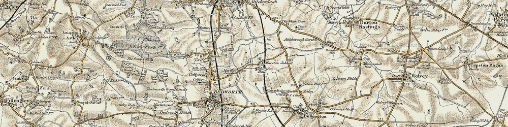 Old map of Marston Jabbett in 1901-1902