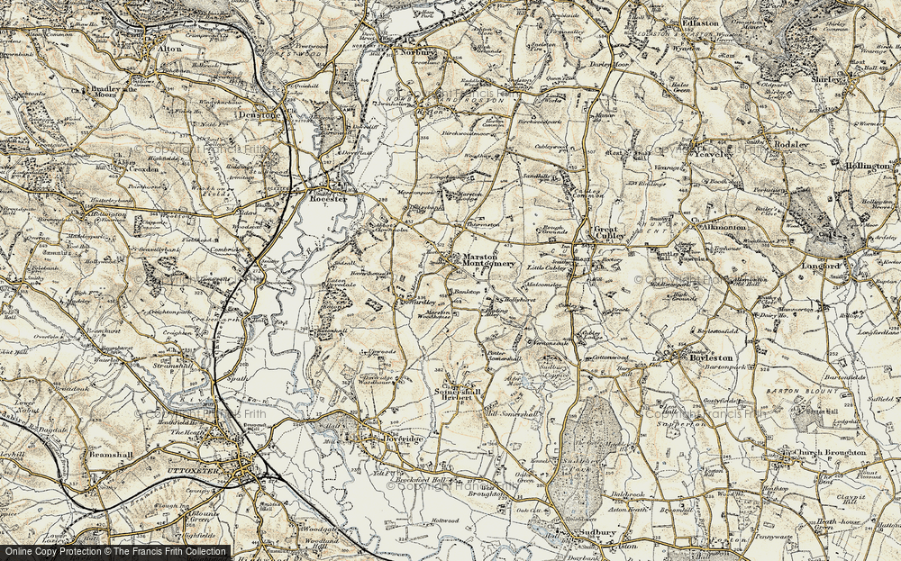 Old Map of Marston Montgomery, 1902 in 1902