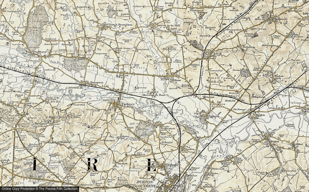 Old Map of Marston on Dove, 1902 in 1902