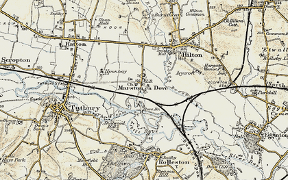 Old map of Marston on Dove in 1902