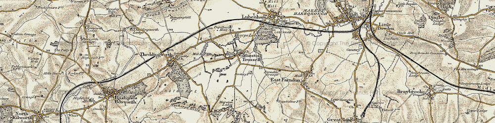 Old map of Marston Trussell in 1901-1902