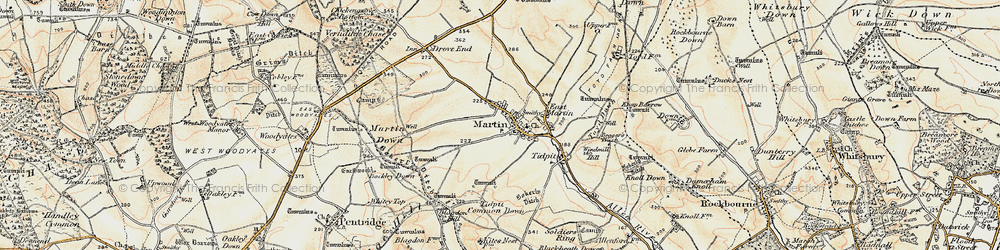 Old map of Tidpit Common Down in 1897-1909