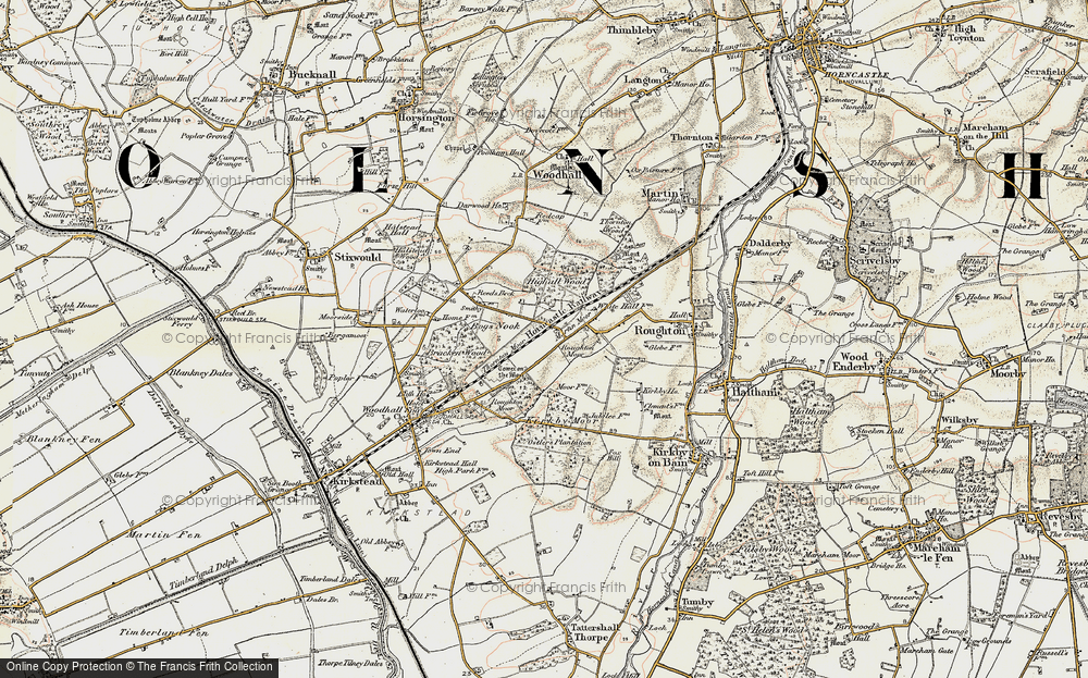 Old Map of Historic Map covering Bracken Wood in 1902-1903
