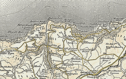 Old map of Martinhoe in 1900