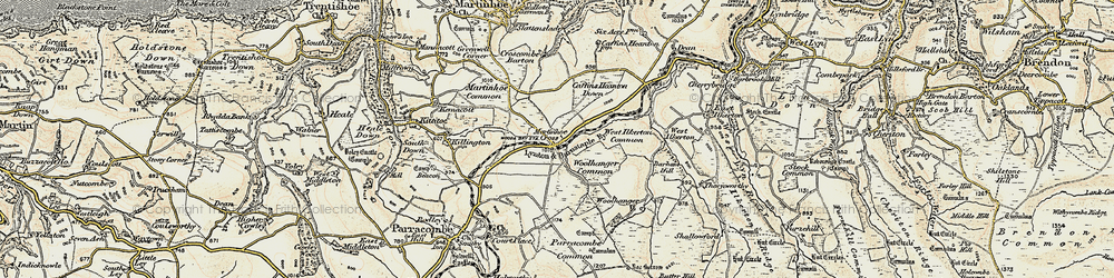 Old map of Martinhoe Cross in 1900
