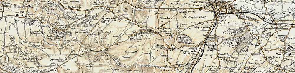 Old map of Bradford Down in 1899