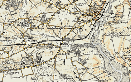 Old map of Martlesham in 1898-1901