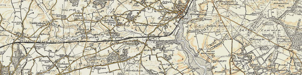 Old map of Martlesham in 1898-1901