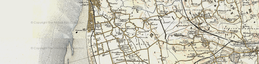 Old map of Marton Moss Side in 1903
