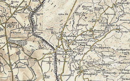 Old map of Mary Tavy in 1899-1900