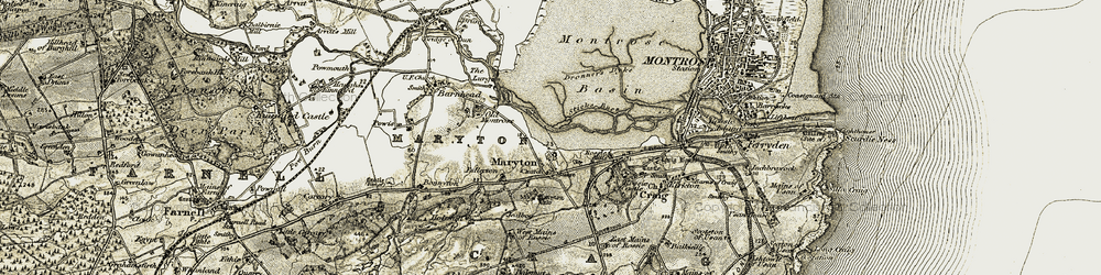 Old map of Maryton in 1907-1908