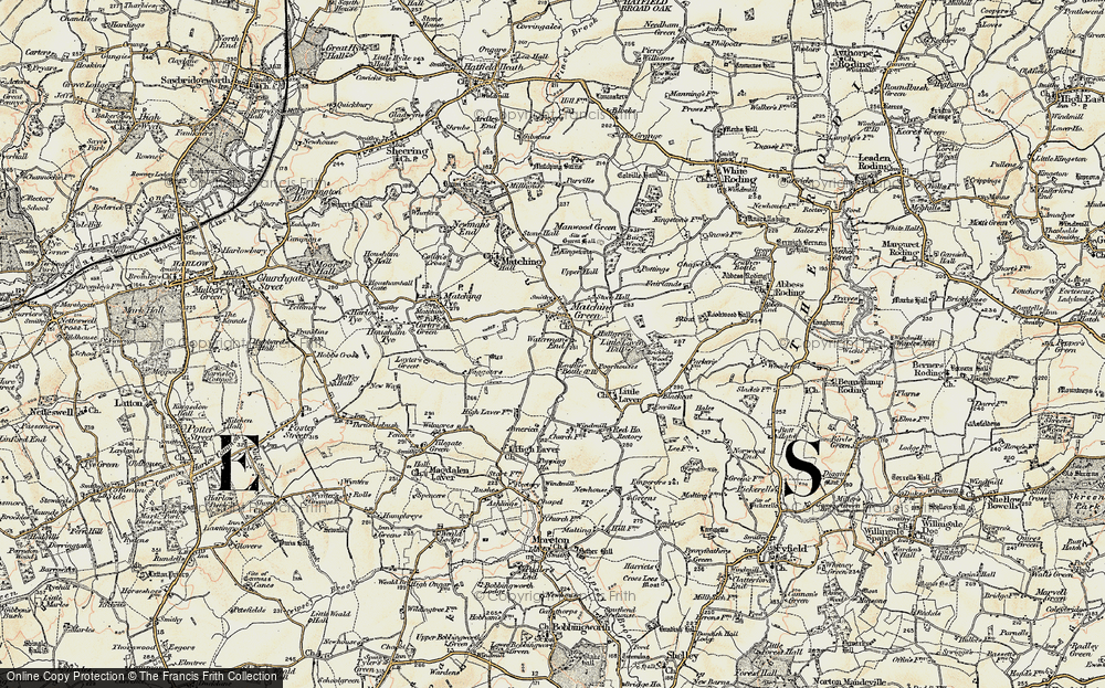 Old Map of Matching Green, 1898 in 1898