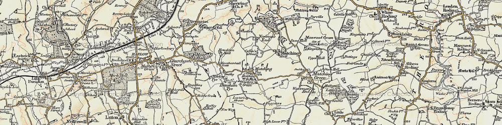 Old map of Matching Tye in 1898