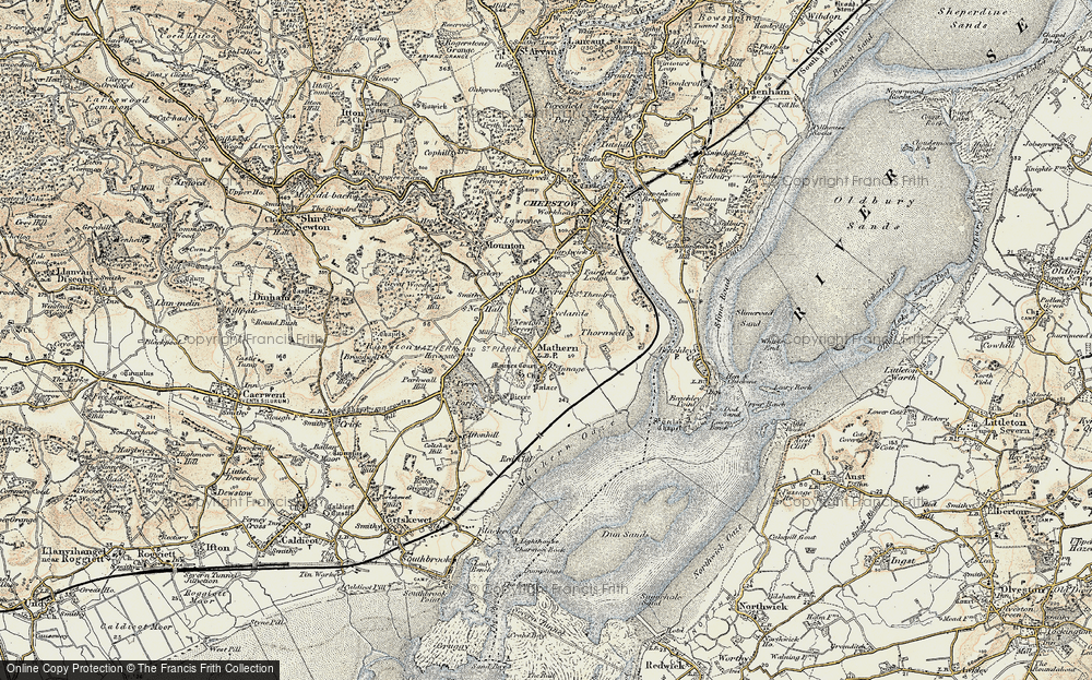 Old Map of Historic Map covering Wyelands in 1899