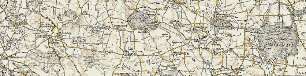 Old map of Matlaske in 1901-1902