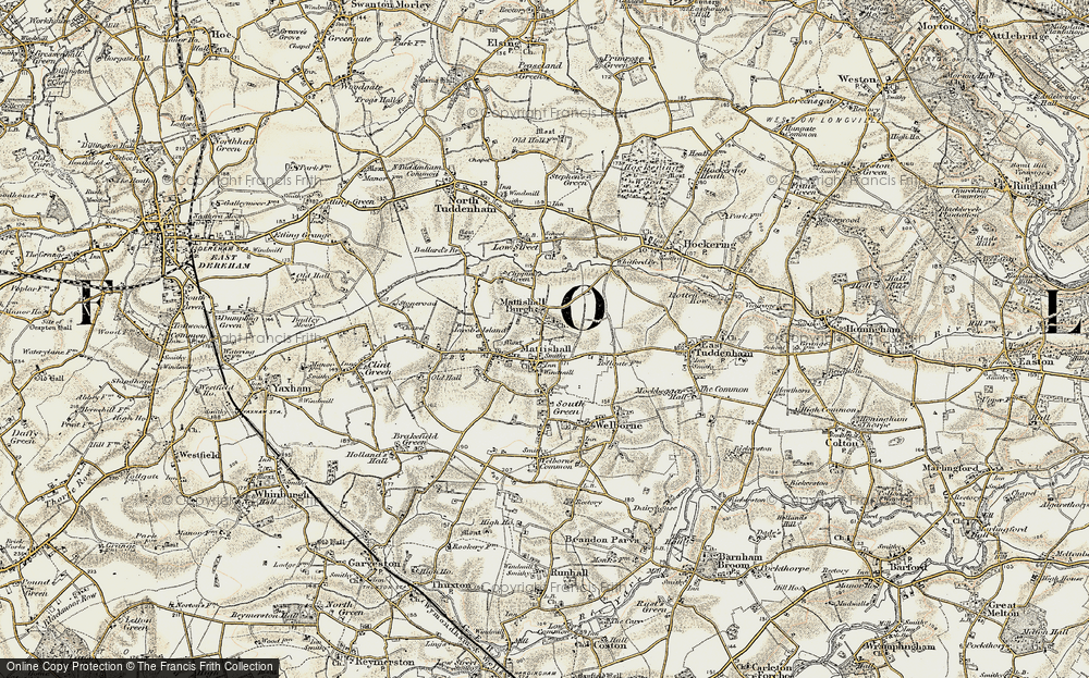 Old Map of Mattishall, 1901-1902 in 1901-1902