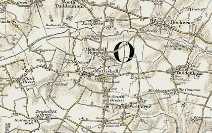 Old map of Mattishall in 1901-1902