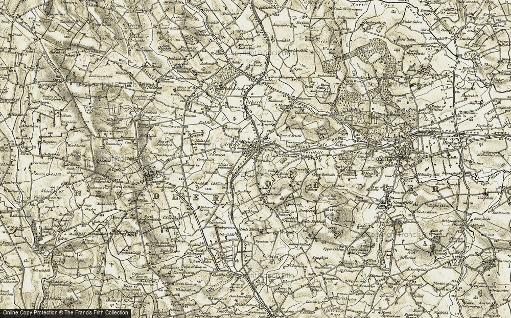 Old Map of Historic Map covering Affleck in 1909-1910