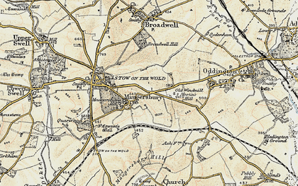 Old map of Maugersbury in 1898-1899