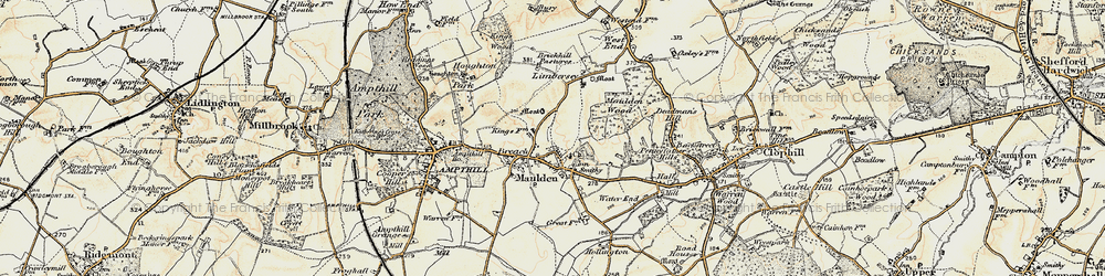 Old map of Brickhill Pastures in 1898-1901