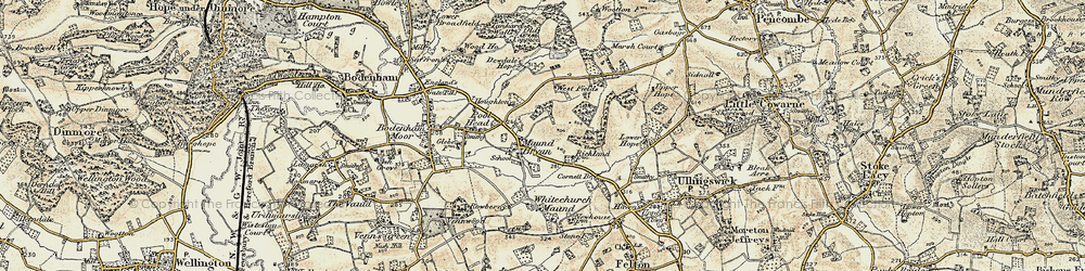 Old map of Bitterley Hyde in 1899-1901