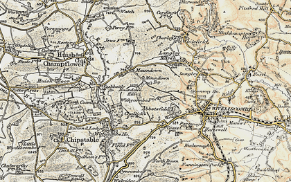 Old map of Maundown in 1898-1900