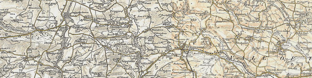 Old map of Maundown in 1898-1900