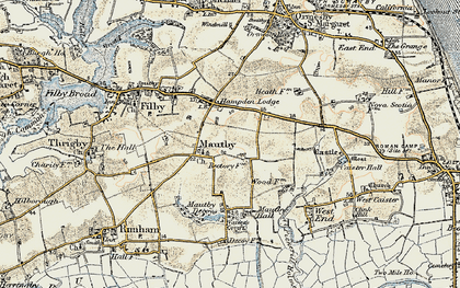 Old map of Mautby in 1901-1902