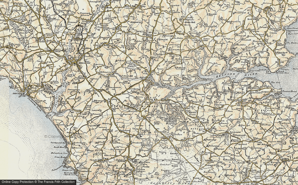 Old Map of Mawgan, 1900 in 1900