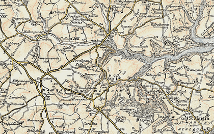 Old map of Mawgan in 1900