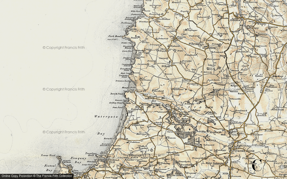 Old Map of Mawgan Porth, 1900 in 1900