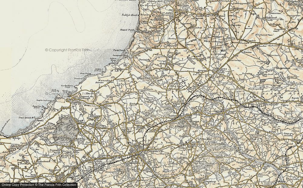 Old Map of Historic Map covering Wheal Plenty in 1900