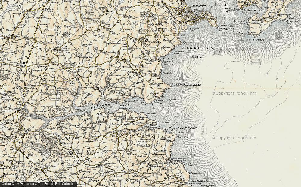 Old Map of Mawnan, 1900 in 1900